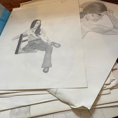 Big Lot Vintage 1970's Student Artwork - Still Life, Nudes, Etc.