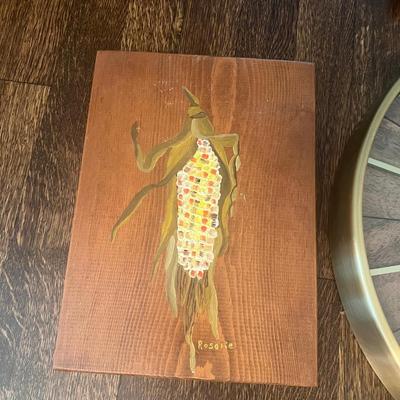 MCM style Wall Clock and Wood Art