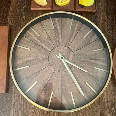 MCM style Wall Clock and Wood Art