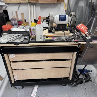 Starting Price Reduced! Rikon Bench Grinder- with custom workstation and contents of drawers