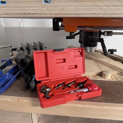 Starting Price Reduced! WEN Bench Press Drill- with custom stand and contents of drawers