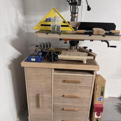 Starting Price Reduced! WEN Bench Press Drill- with custom stand and contents of drawers