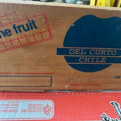 Wood Fruit Crate w/ Electrical Items