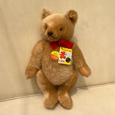 NOS Vintage Steiff Mask Orig. Teddy Bear Honey Mohair Plush 14” ID Button Tags