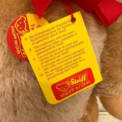 NOS Vintage Steiff Mask Orig. Teddy Bear Honey Mohair Plush 14” ID Button Tags
