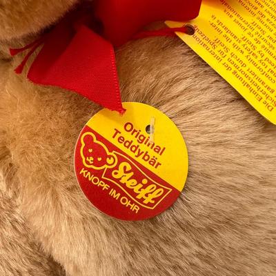 NOS Vintage Steiff Mask Orig. Teddy Bear Honey Mohair Plush 14” ID Button Tags