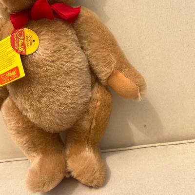 NOS Vintage Steiff Mask Orig. Teddy Bear Honey Mohair Plush 14” ID Button Tags