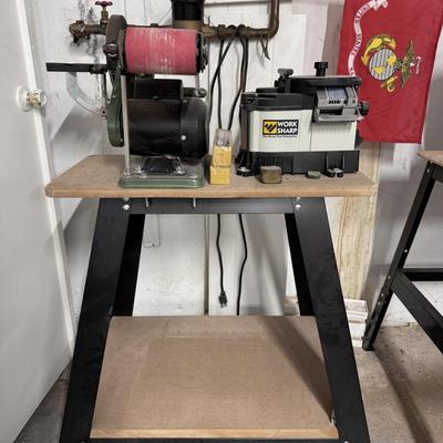 Starting Price Reduced! Central Machinery Belt and Disk Sander and Work Shark Wood Tool Sharpener with stand