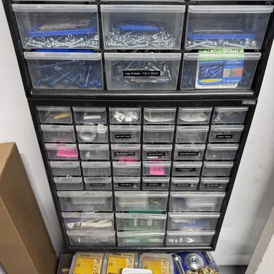 Craftsman Wall Mounted Storage- with fasteners, clips, hardware and such. Includes all items shown.