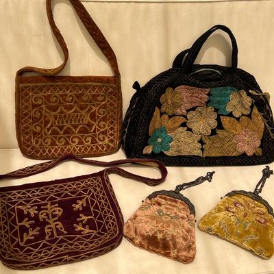 Lot of 5 Antique Vintage Bohemian Purses