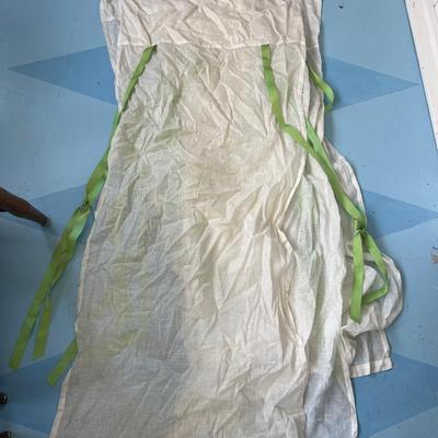 Set of 4 Pottery Barn Curtains w/ Green Ribbon Ties