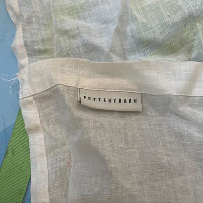 Set of 4 Pottery Barn Curtains w/ Green Ribbon Ties