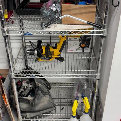 Miscellaneous Tools, Supplies and Metal Storage Shelf