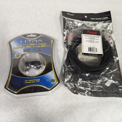 Ultra HDMI (F) To HDMI (F) Coupler & Rosewill Toslink Cable