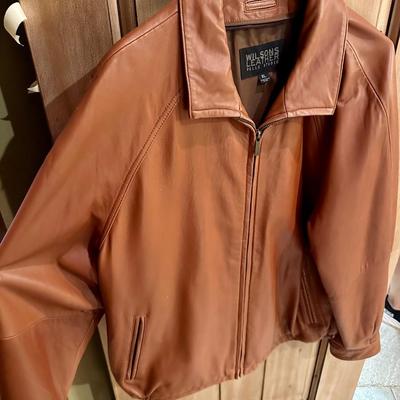 Mens Leather Jacket - Camel Colored Wilsons Leather Size XL