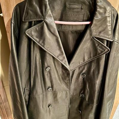 Mens Leather Coat Black XL