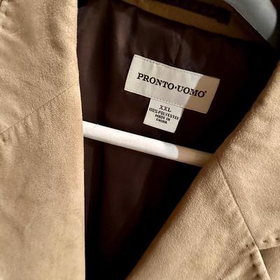 Mens Tan Leather Coat Pronto-Uomo Size XXL