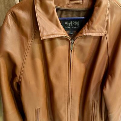 Mens Leather coat Camel colored Size L