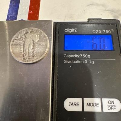 1925 M STANDING LIBERTY .25c U S coin silver