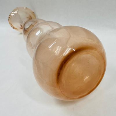 Vintage Blown Glass Vase, Peach, 17" tall
