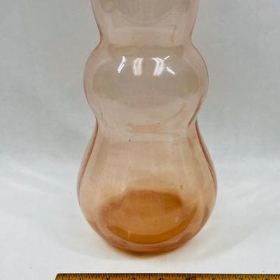 Vintage Blown Glass Vase, Peach, 17" tall