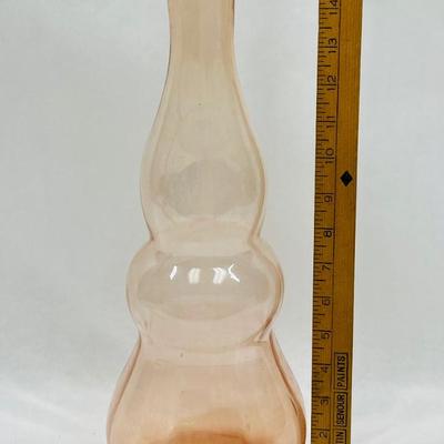 Vintage Blown Glass Vase, Peach, 17" tall