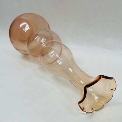 Vintage Blown Glass Vase, Peach, 17" tall
