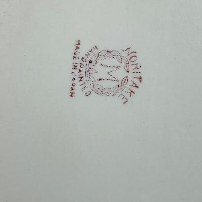 Nippon Hand-painted Flowers Folded Basket Handles orange red blue