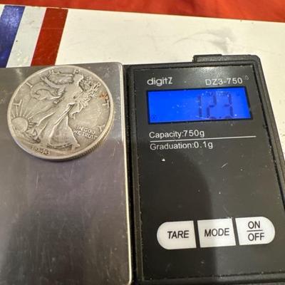 1943 P walking liberty half 12.1 VF silver