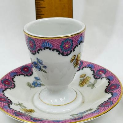 Tazza di Moka Rosenthal Porcelain Candlestick holders pink purple yellow floral pattern