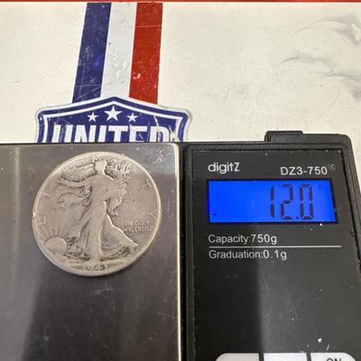 1943 P WALKING LIBERTY HALF 12.0 F silver