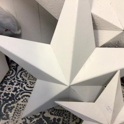 Large White Metal Stars Set of Three