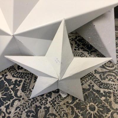 Large White Metal Stars Set of Three