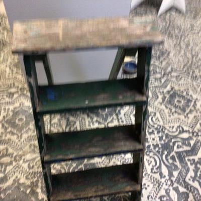Vintage Green Small Wood Ladder