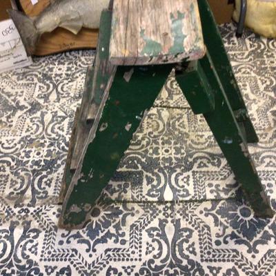 Vintage Green Small Wood Ladder