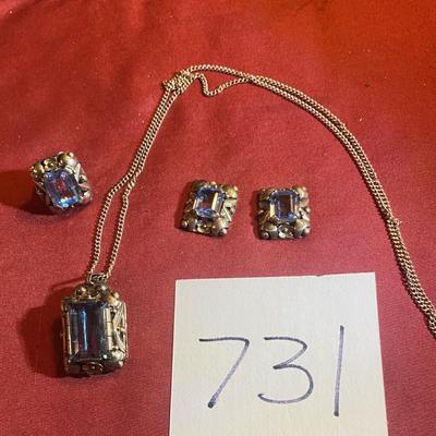 Vintage Aquamarine Blue 900 Silver Set
