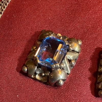 Vintage Aquamarine Blue 900 Silver Set