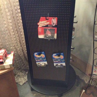 Black Pegboard Display Rotating Stand On Wheels (Merchandise not included)