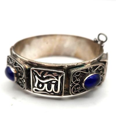 Lot #55D Sterling Bangle Bracelet set with Lapis