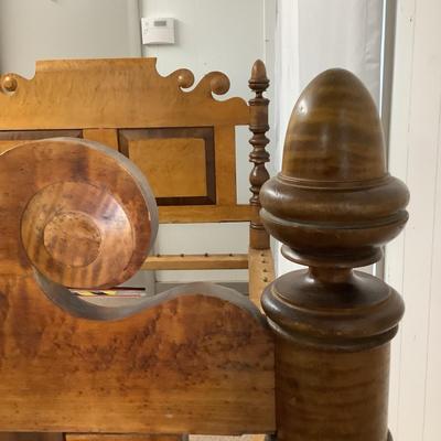 1142 Antique Curley Maple Full Size Rope Bed