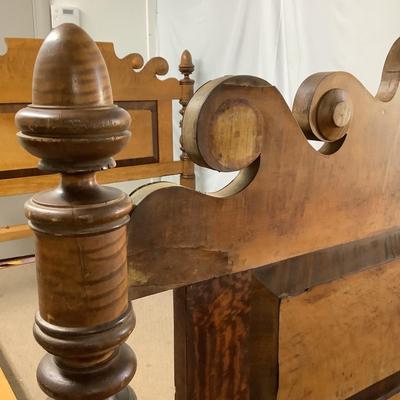 1142 Antique Curley Maple Full Size Rope Bed