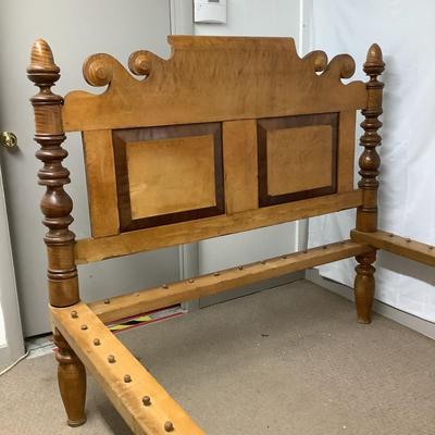 1142 Antique Curley Maple Full Size Rope Bed