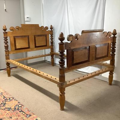 1142 Antique Curley Maple Full Size Rope Bed