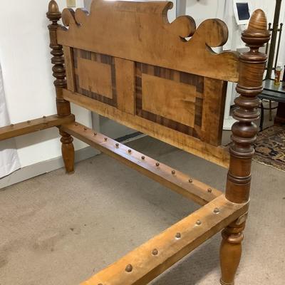 1142 Antique Curley Maple Full Size Rope Bed