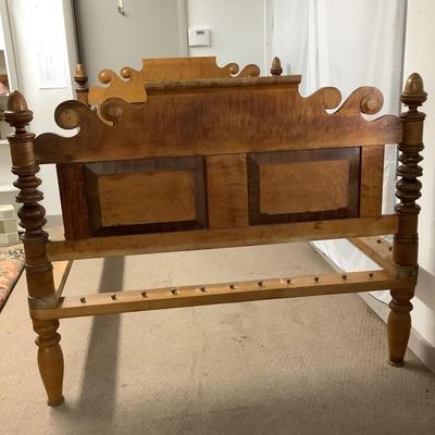 1142 Antique Curley Maple Full Size Rope Bed