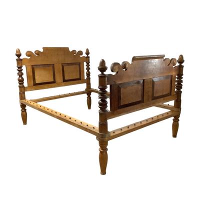 1142 Antique Curley Maple Full Size Rope Bed