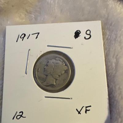1917 S MERCURY DIME SILVER VF