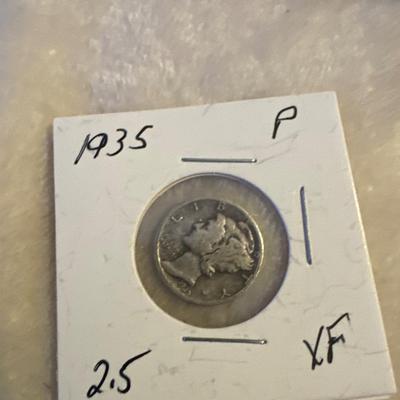 1935 P MERCURY DIME SILVER VF