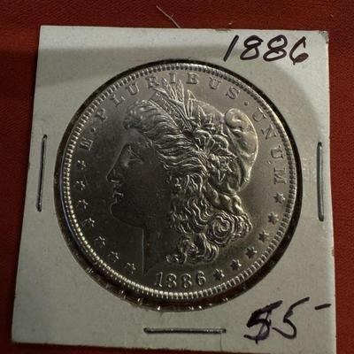 1886 S MORGAN SILVER 1$ XVF