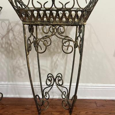 Pair Of Wrought Iron Garden Pot Plant Stand